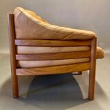 Teak and leather sofa scandinavian design 1960
