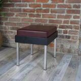 Strafor stool from the 50s, chrome and imitation leather