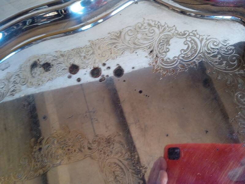 Silver metal tray 57 cm early 20th rectangle