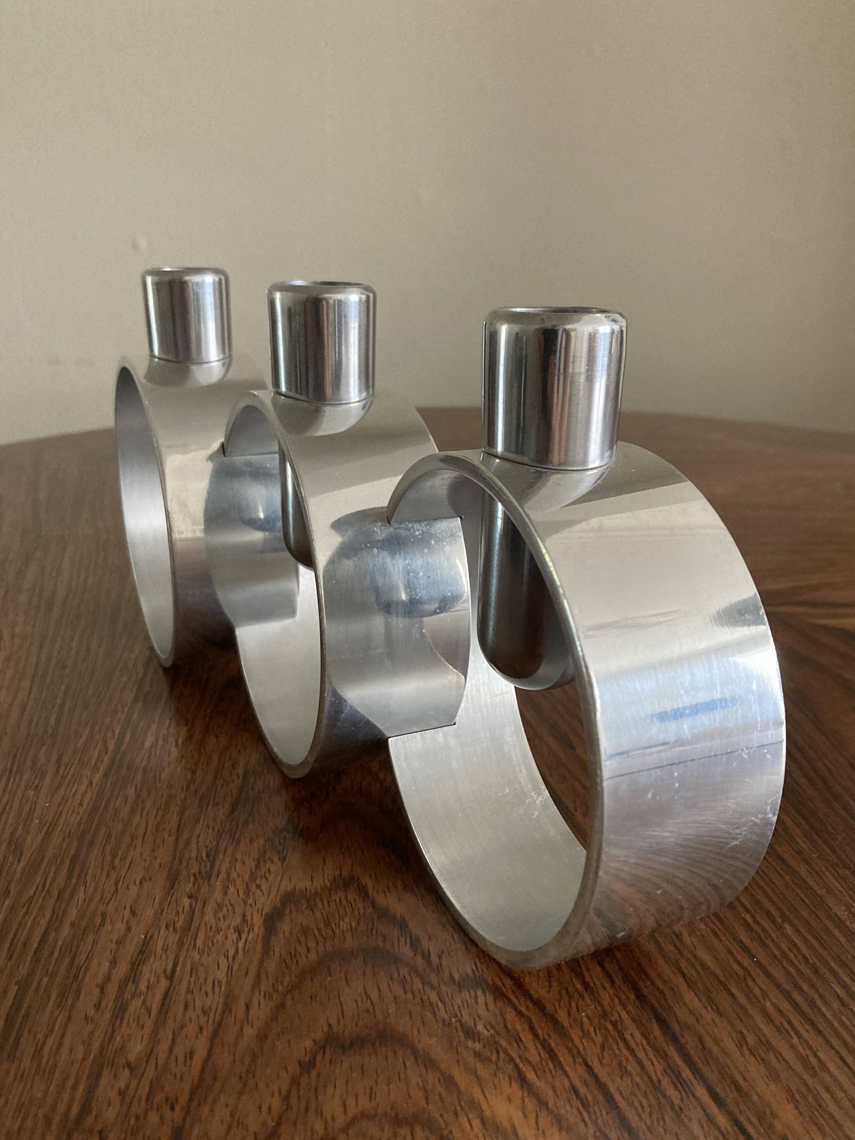 Modernist chrome candle holder from the 70s