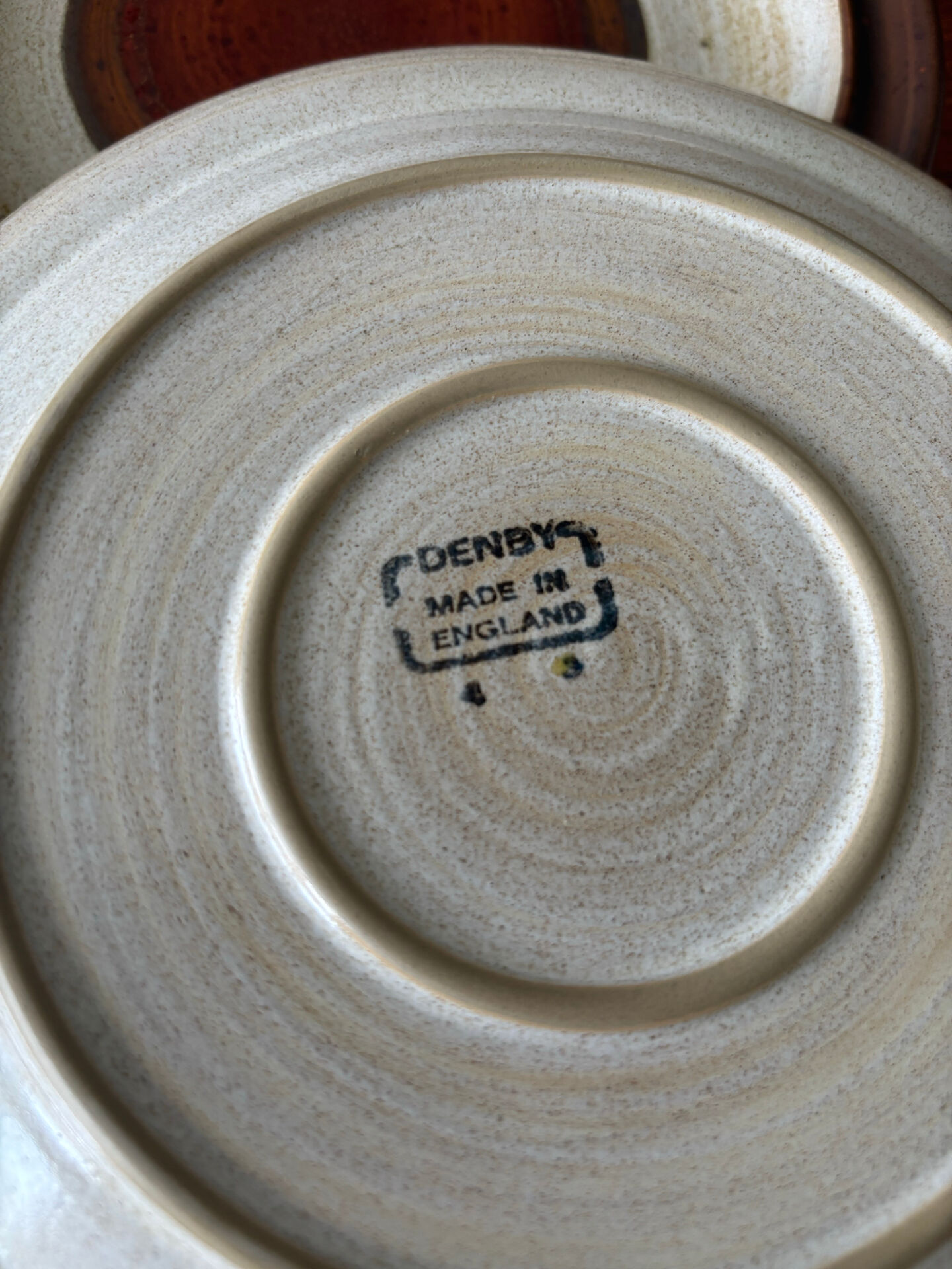 Lot of 6 vintage Denby England dessert plates – Brown glazed stoneware and