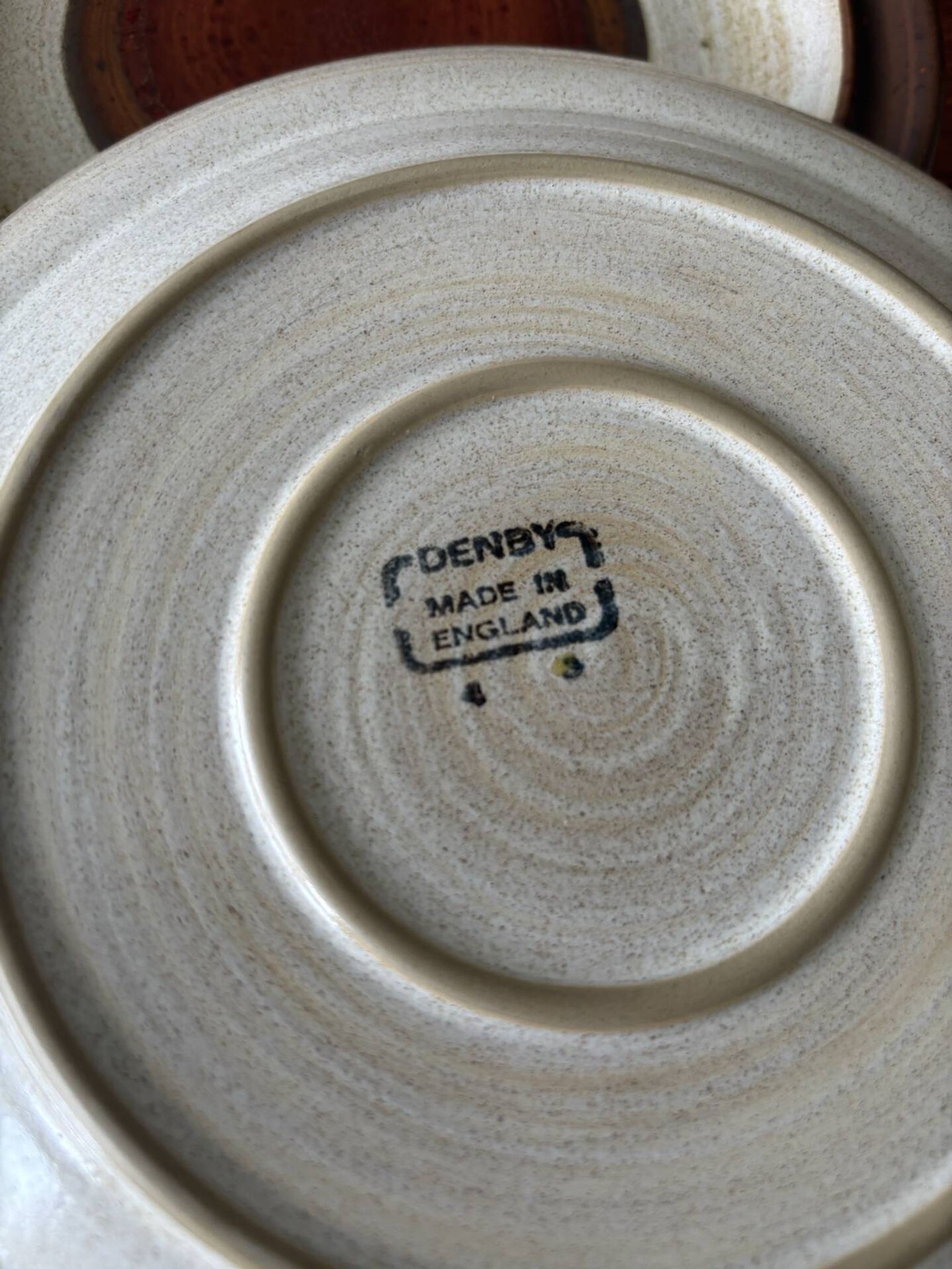 Lot of 6 vintage Denby England dessert plates – Brown glazed stoneware and
