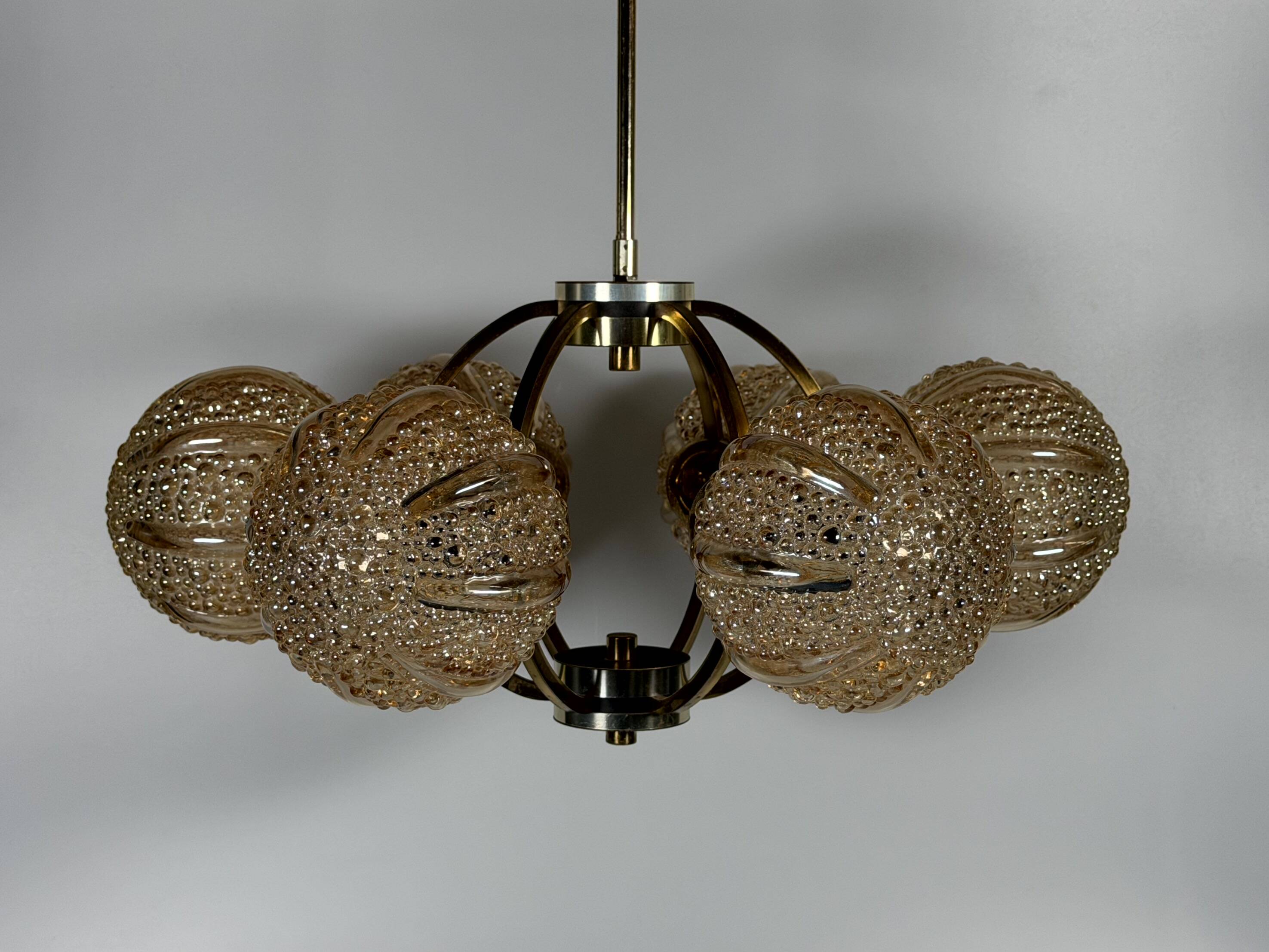 1960s 1970s 6-Light Sputnik Chandelier by Kaiser Leuchten Germany