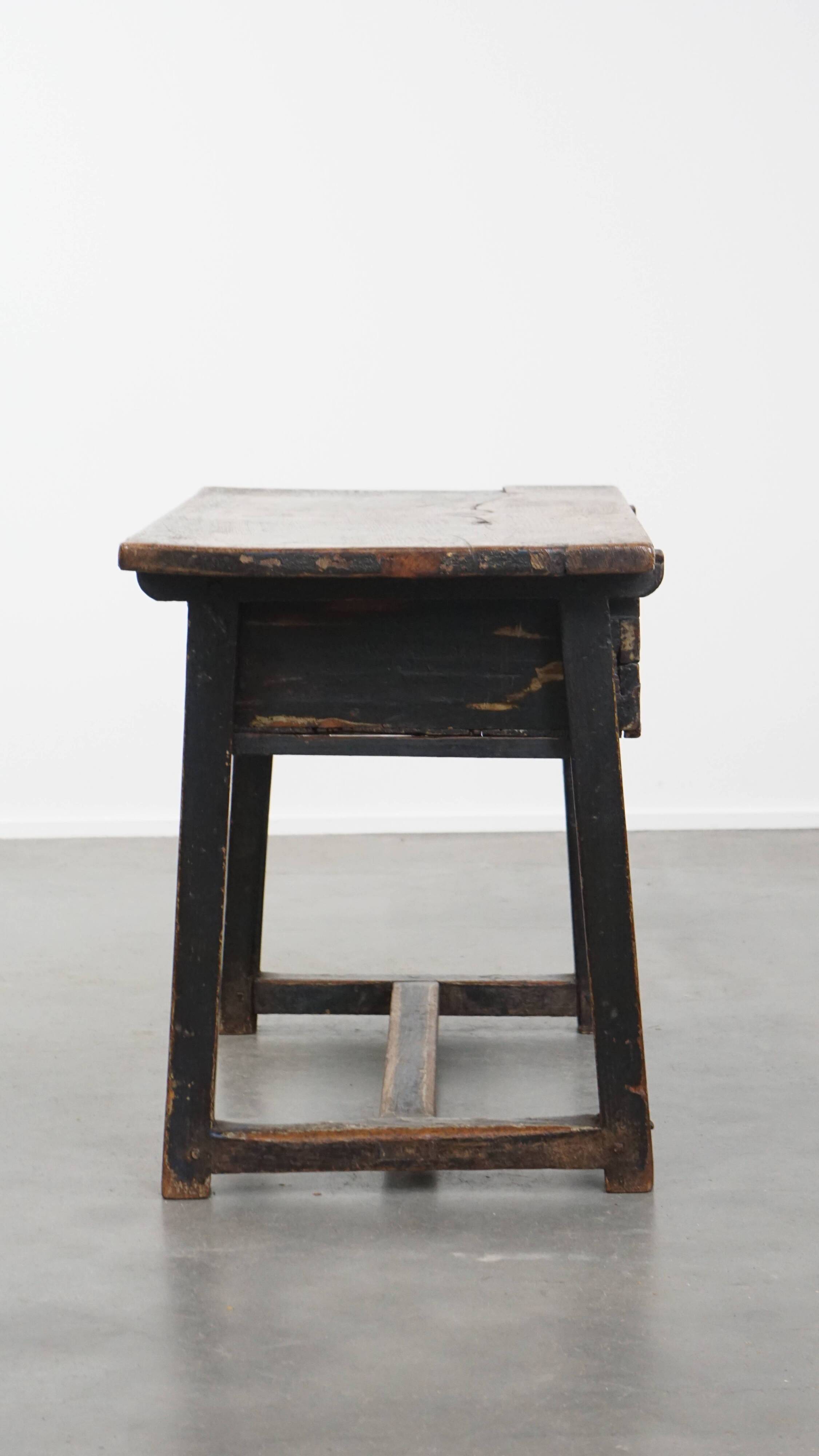 Antique Spanish side table from the late 18th century with a drawer