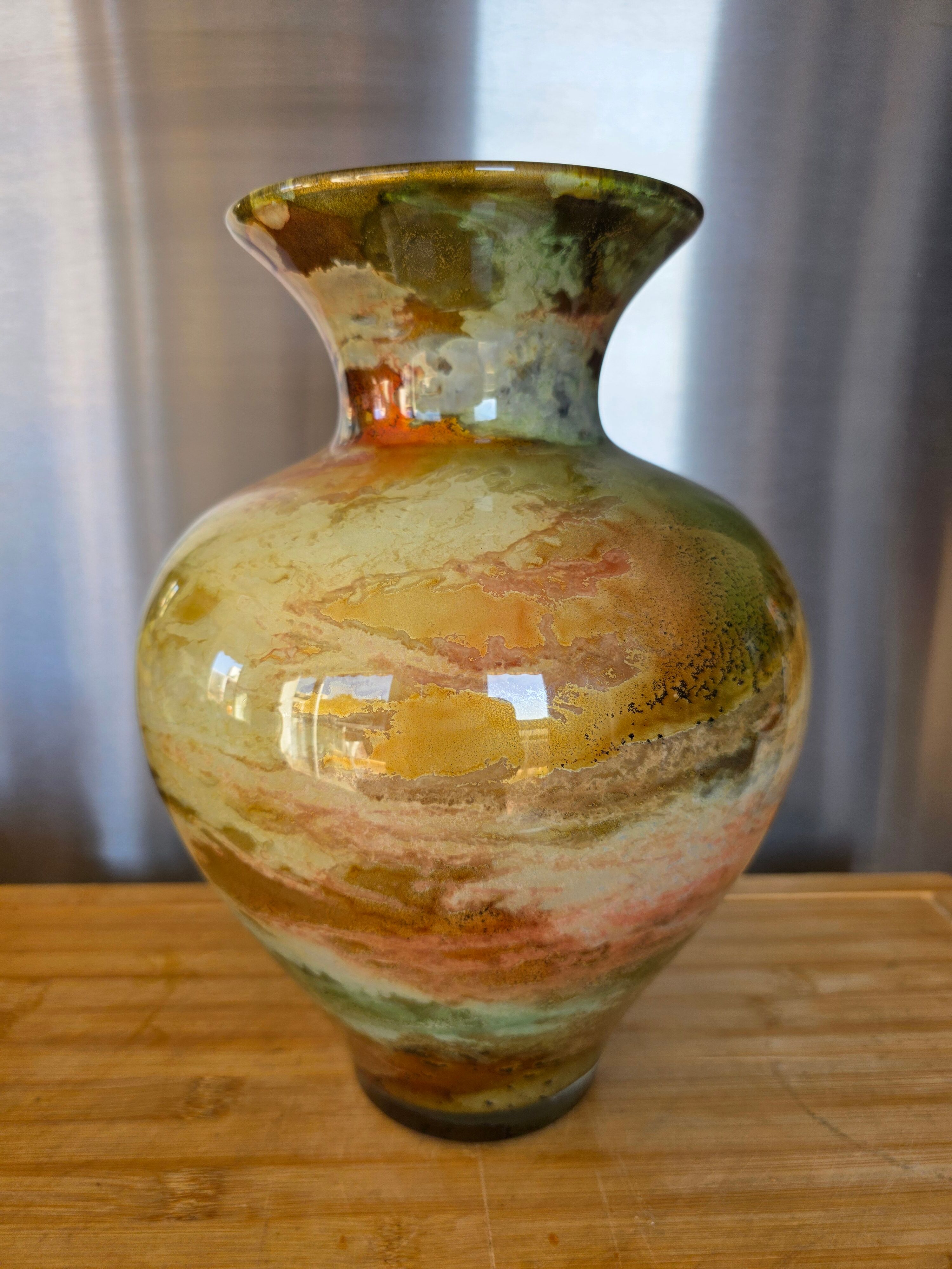 Large Art Vase Lacquered on Glass Jean-Noël Bouillet