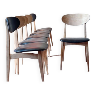 6 vintage Scandinavian teak chairs from the 1960s