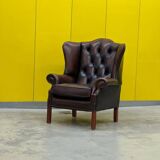 Traditional English Wingback Chesterfield Leather Armchair