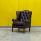 Traditional English Wingback Chesterfield Leather Armchair