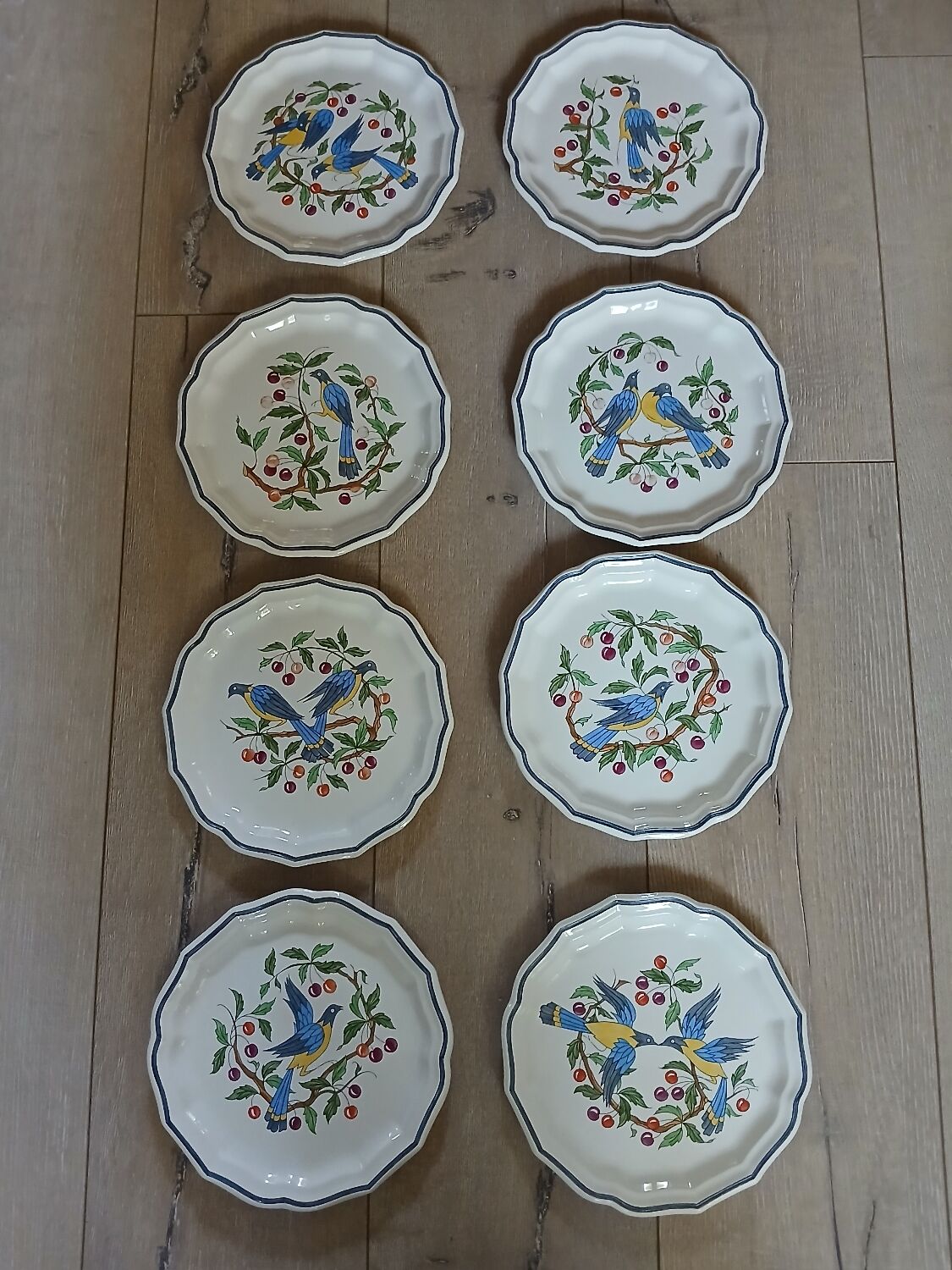 8 antique Salins dessert plates