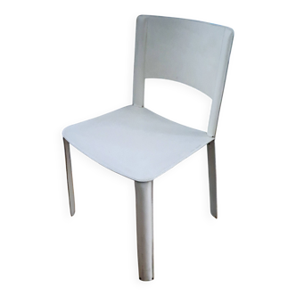 White leather chair. Cidue. Italy. 1980s.