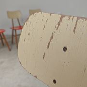 Set of 4 Ton (Thonet) red wooden chairs from the 1960s.