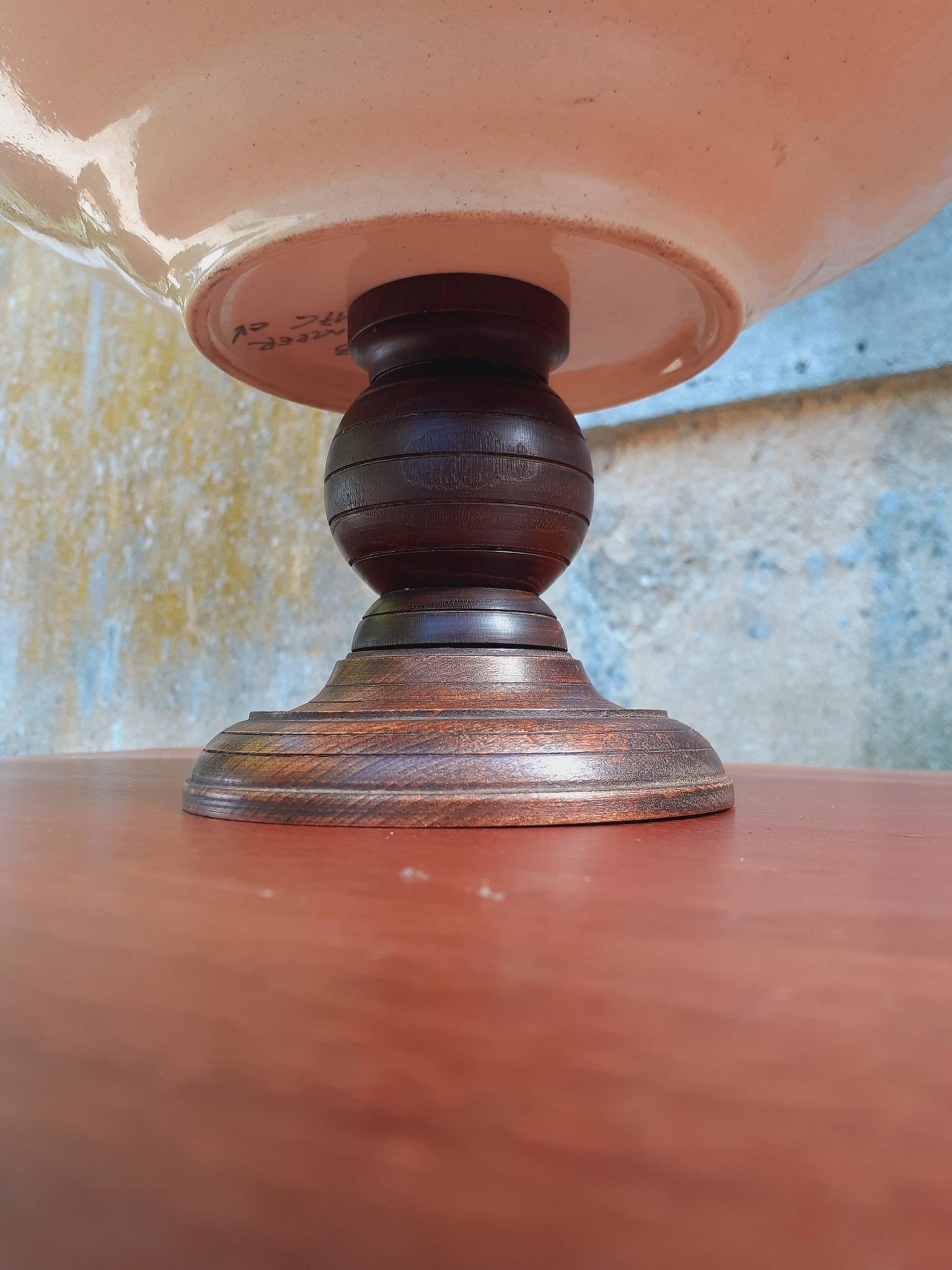 Coupe Sur Pied Bois Brutaliste Faïence HB Henriot Quimper Année 50/60