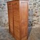 Armoire à rideaux vintage en chêne français – années 1960 – rangement de bureau avec étagères réglables