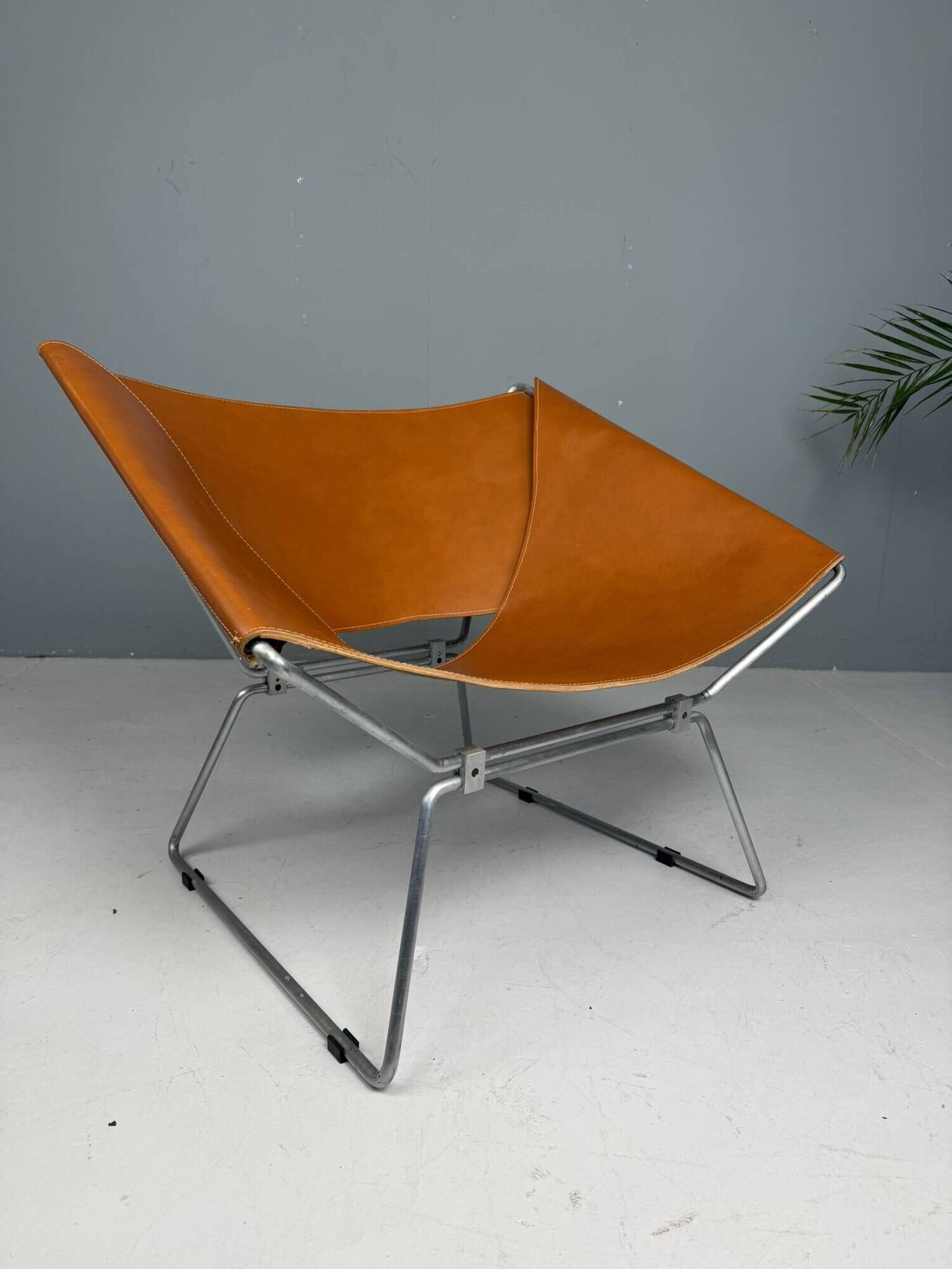 Pierre Paulin AP-14 cognac leather armchair for A. Polak, 1955