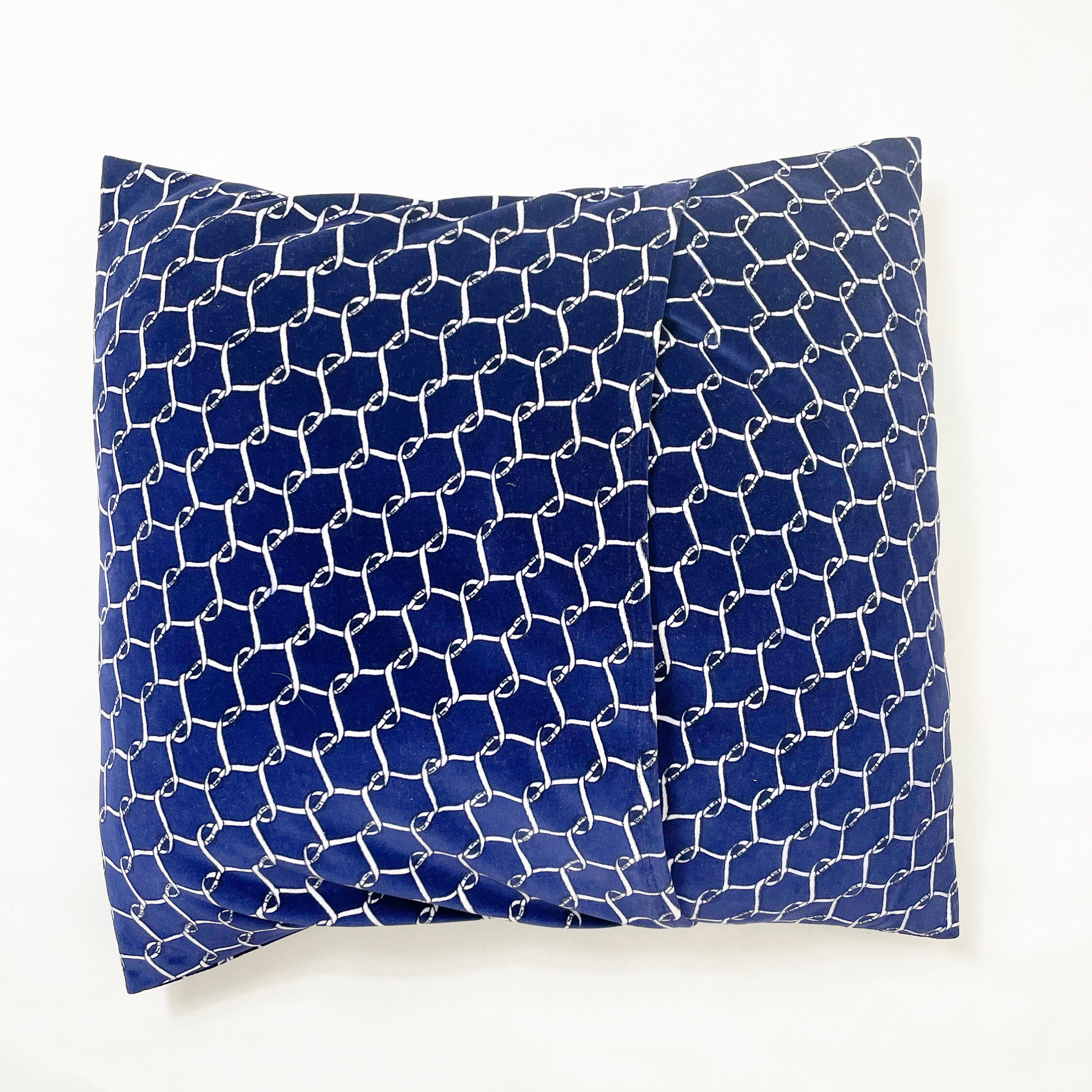 Blue velvet envelope cushion
