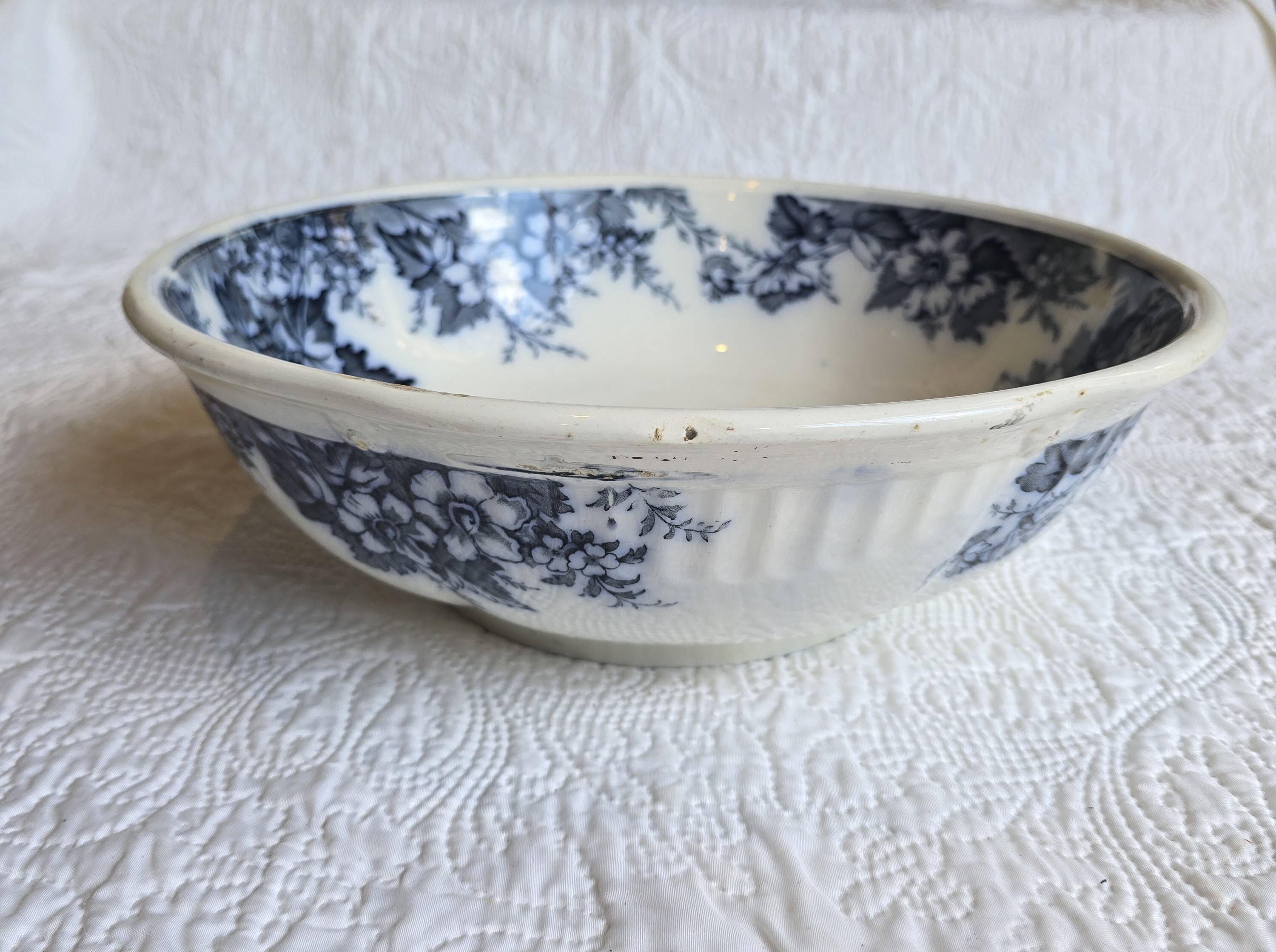 Large antique English basin A.B & Co May pattern – flow blue floral