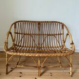 Vintage rattan bench