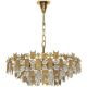 Chandelier in gilded brass and crystal - Palwa - Germany, 1960s