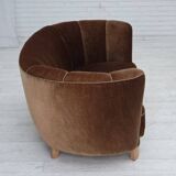 Canapé courbé danois 2 places des années 1960, en velours d'ameublement marron.