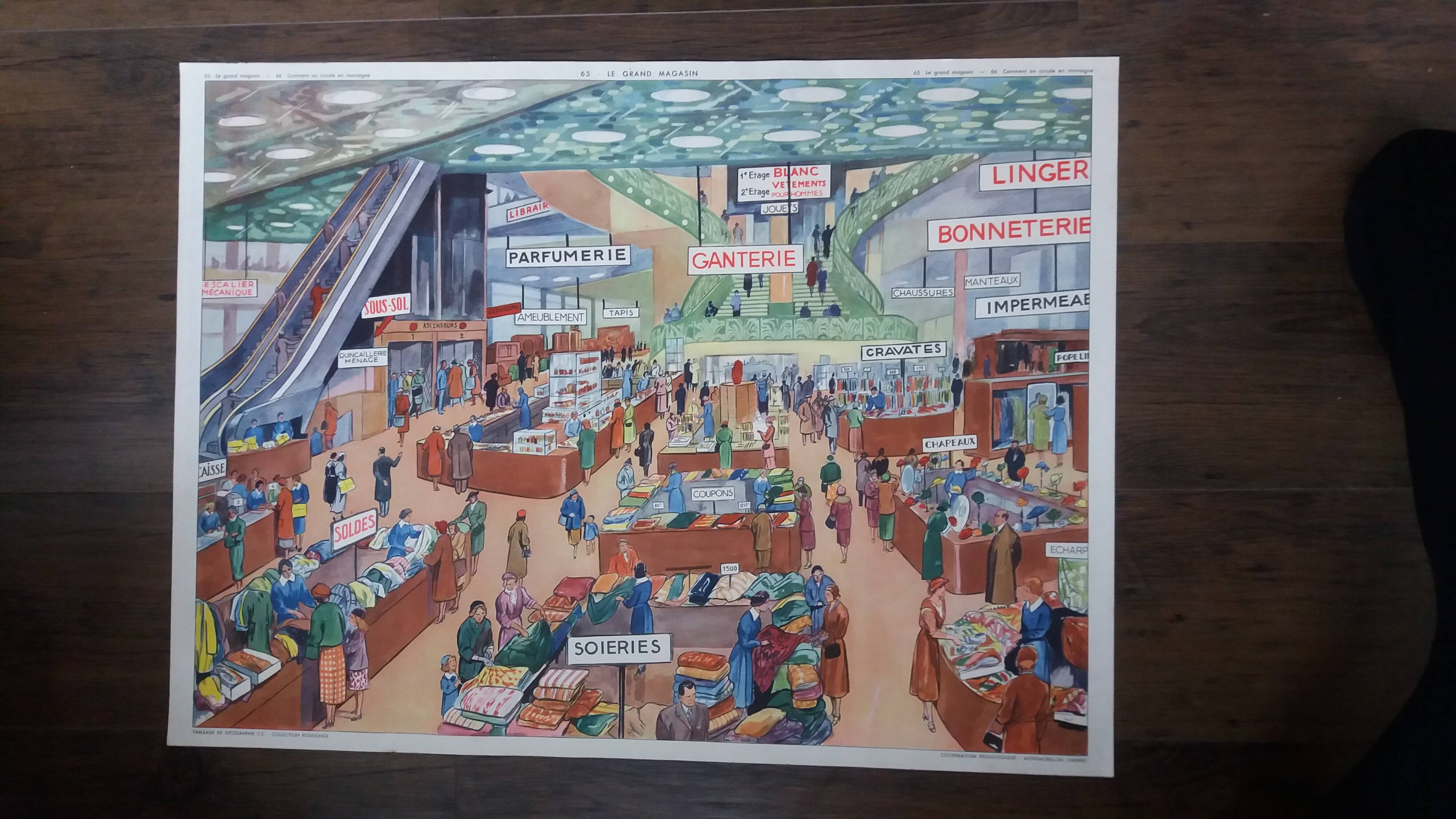Educational poster for schools, the department store, Rossignol Montmorillon