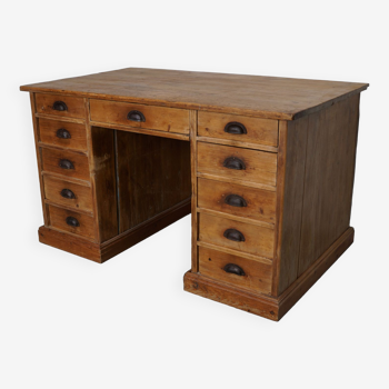 Vintage country house german light pine desk, circa 1930s