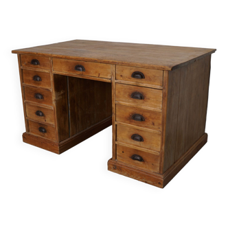 Vintage country house german light pine desk, circa 1930s