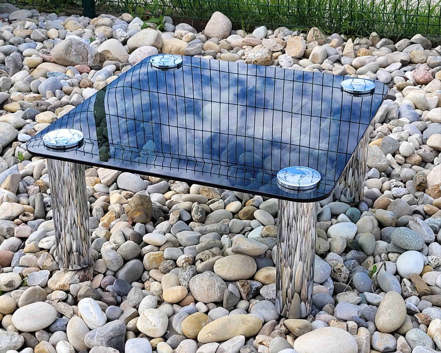 Marco Zanuso Coffee Table in Stainless Steel by Zanotta Vintage 1970