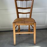 Straw and wood farm chair