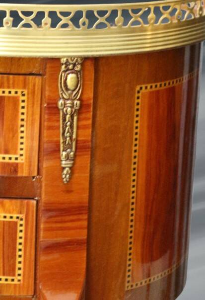 Pair of Bedside Tables / Salon in Marquetry Transition Style Louis XV/Louis XVI