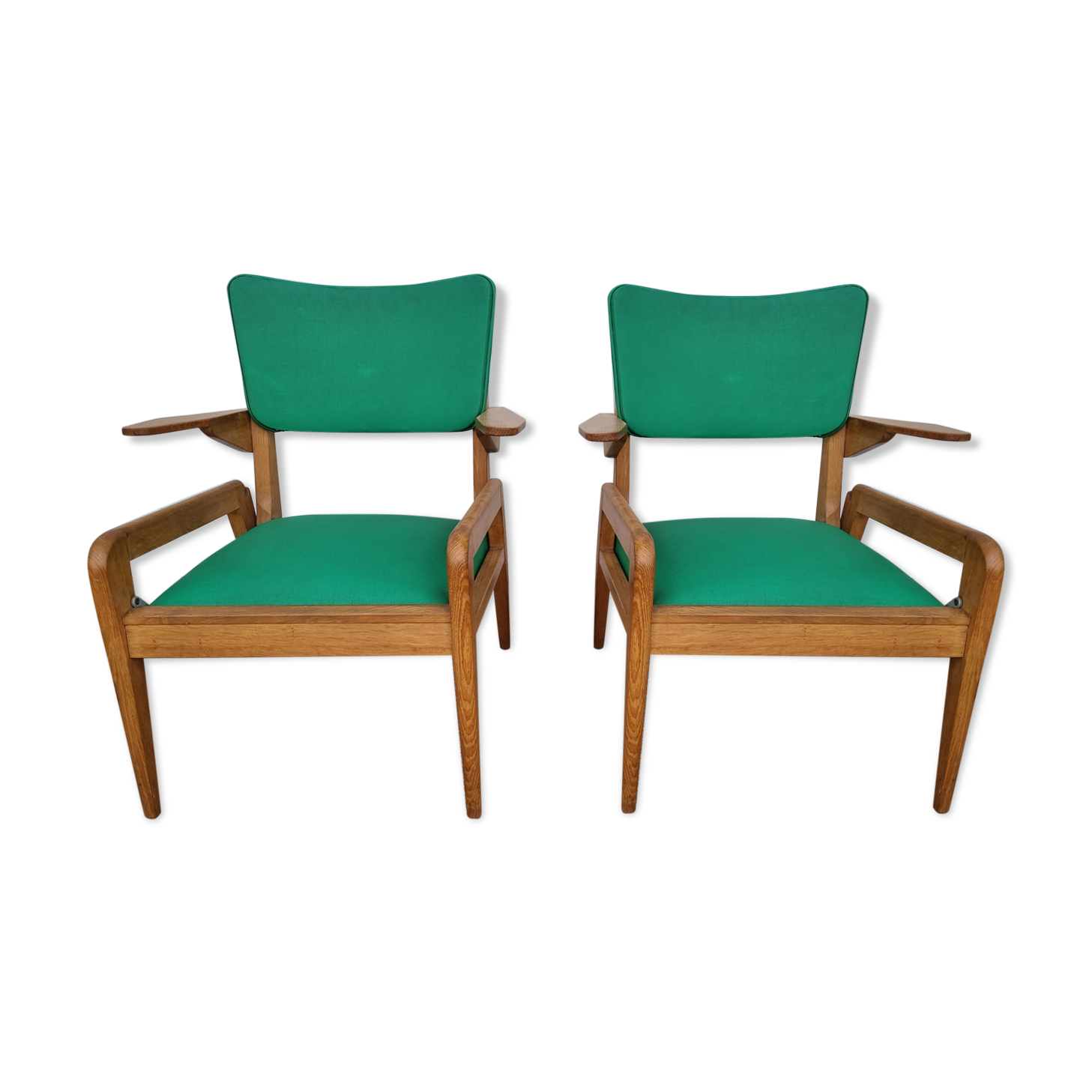 2 old scandinavian-style armchairs with 2 positions 50s