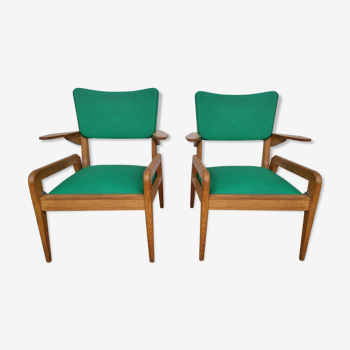 2 old scandinavian-style armchairs with 2 positions 50s