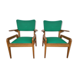 2 old scandinavian-style armchairs with 2 positions 50s