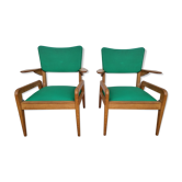 2 old scandinavian-style armchairs with 2 positions 50s