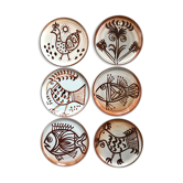 6 assiettes en grès Vallauris vintage