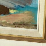 Oil on Swedish canvas "Landscape with Buildings", Valdemar Öberg