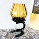 Candle holder photophore iron and amber glass vintage