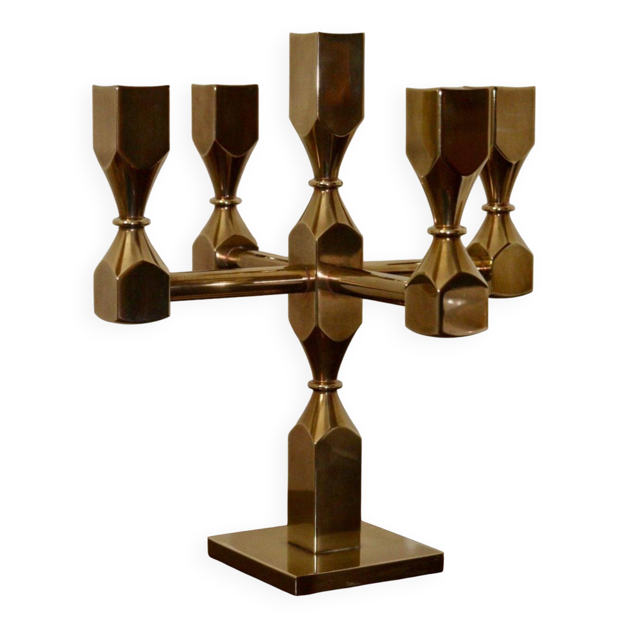 Five-arm Swedish brass candelabra by Gusum circa 1990