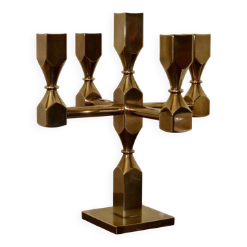 Five-arm Swedish brass candelabra by Gusum circa 1990