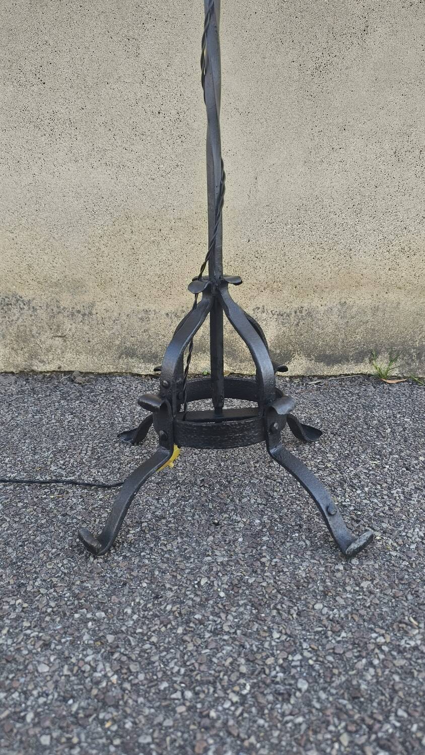 Brutalist wrought iron floor lamp