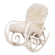 Antique Thonet rocking chair in ivory lacquered bent wood, with a white lamb fur seat.