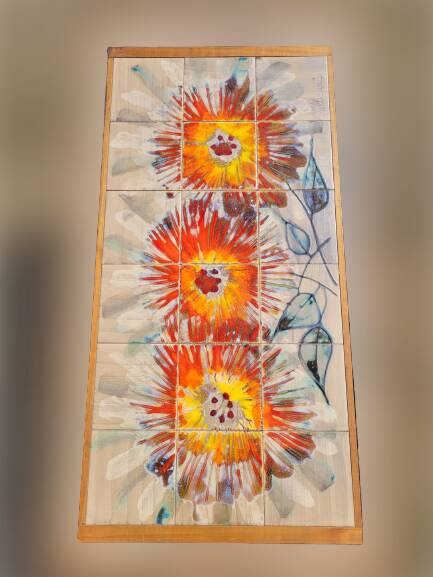 Vallauris wrought iron and ceramic coffee table