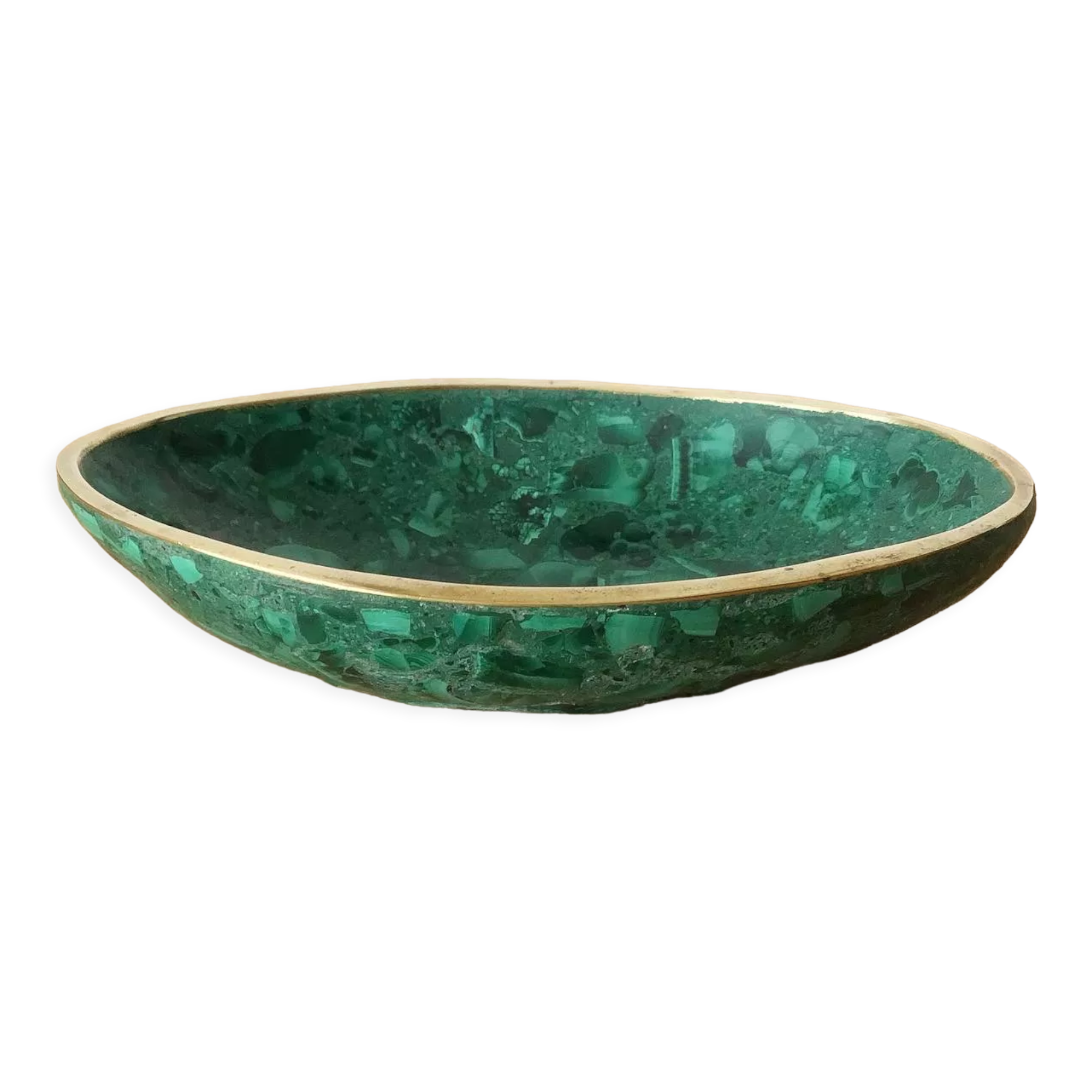 Vintage cup in malachite and brass