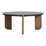 Black marble and mango wood coffee table