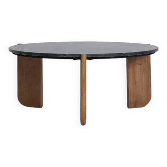 Black marble and mango wood coffee table