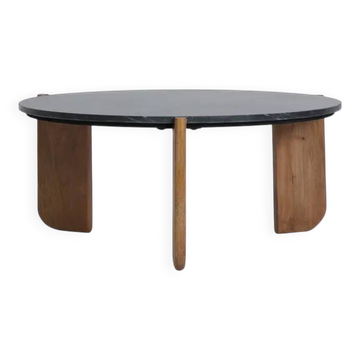 Table basse marbre noir et bois de manguier