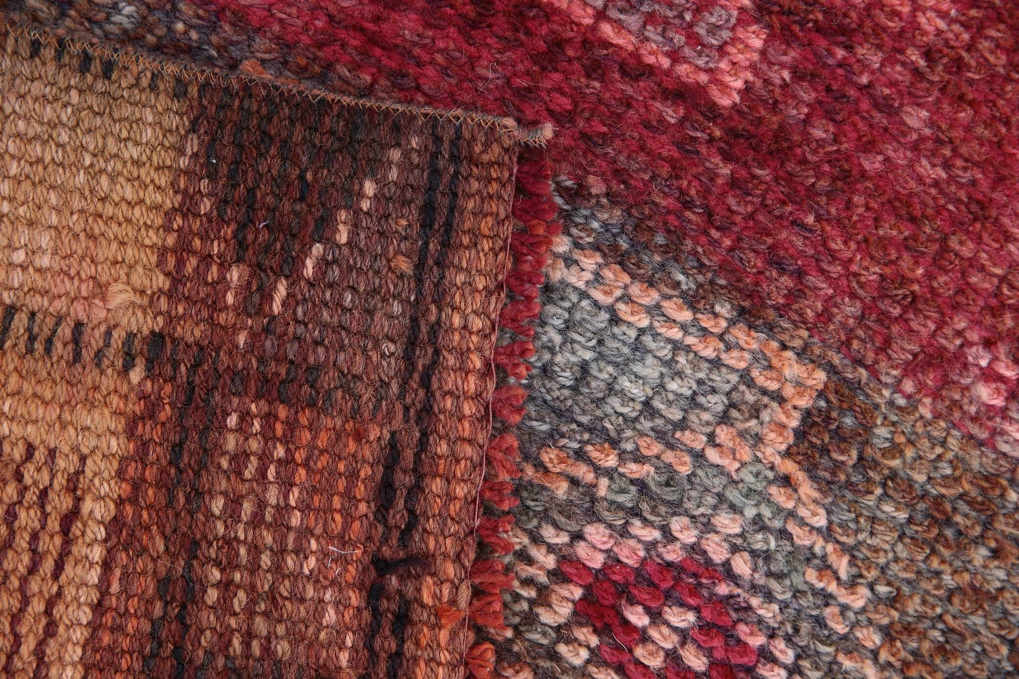 Tapis Couloir Tribal Vintage Rouge, Tapis Turc Géométrique, 75x313 Cm
