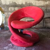 Jaymar Sculptural Post Modern Armchair with Red Spiral Ribbon, 1980s