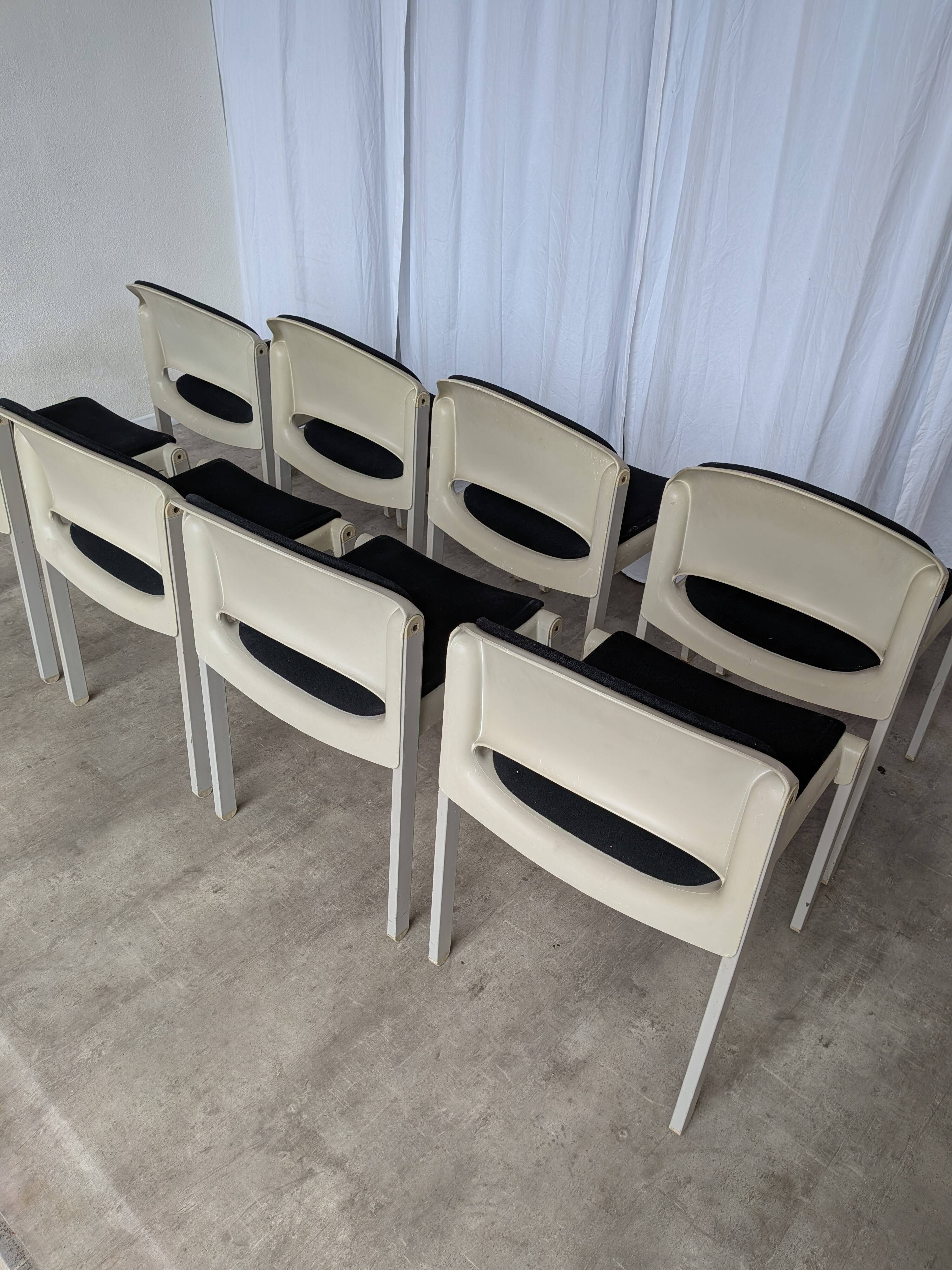 Set of 8 Vintage Aeon Mondial Stackable Chair / Dutch Postmodern Dining Cha