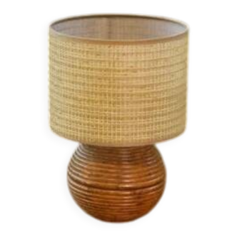 Turned walnut burl lamp, 1940s