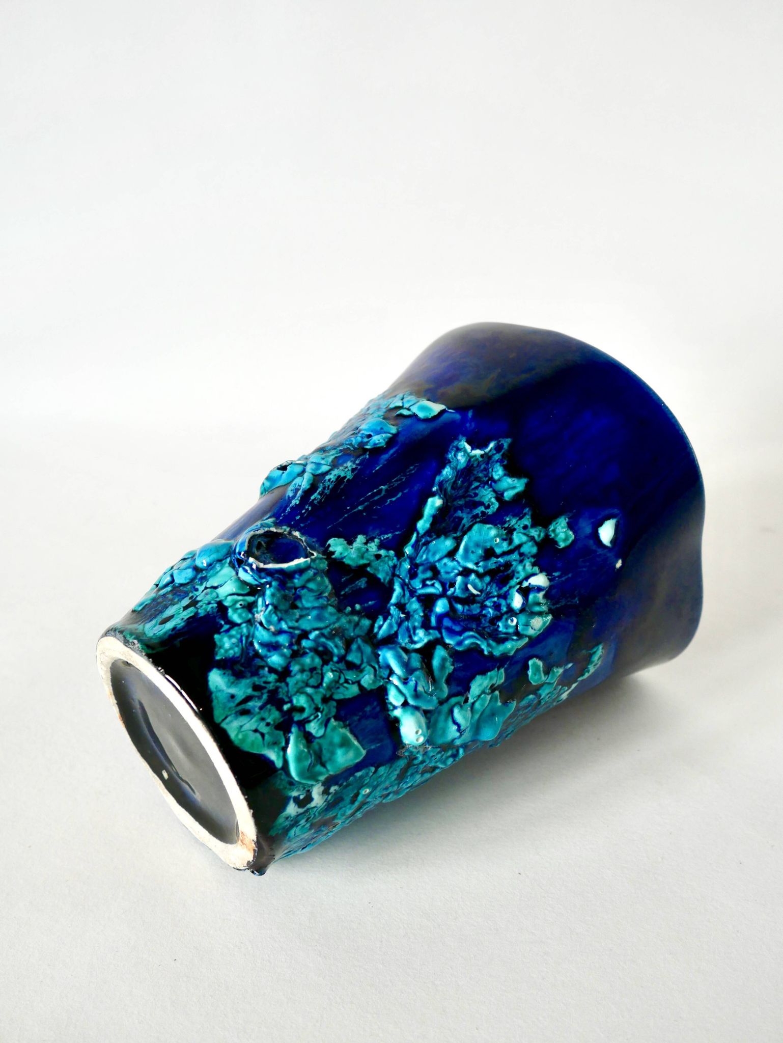 Fat Lava blue ceramic vase from the 70s